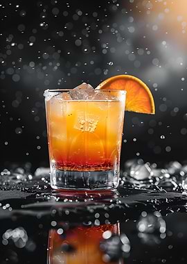 Refreshing Orange Cocktail with Ice