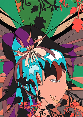 Abstract Portrait with Floral Elements