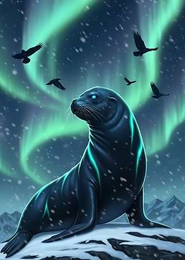 Seal with Aurora and Ravens
