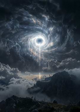 Dramatic Sky Vortex Over Mountains