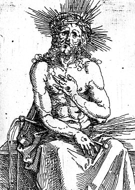 Man of Sorrows, Seated Albrecht Durer Engraving