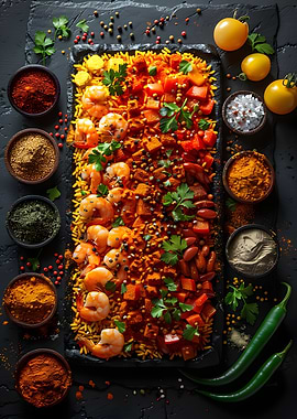 Shrimp and Vegetable Paella Platter