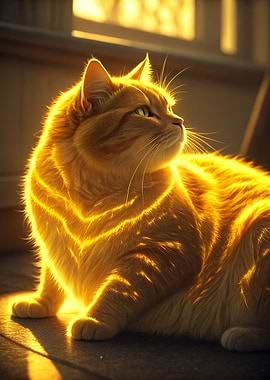 Golden Fat Cat Portrait