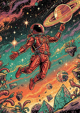 Retro Astronaut in Space