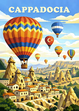 Cappadocia Hot Air Balloons Landscape Art
