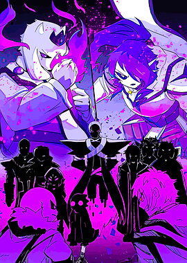 Anime Battle Scene with Purple Hues