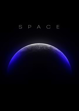 Space Planet with Blue Glow