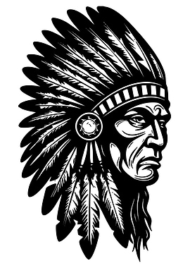 Native American Chief Black and White