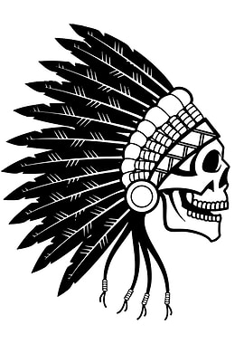 Skull with Native American Headdress