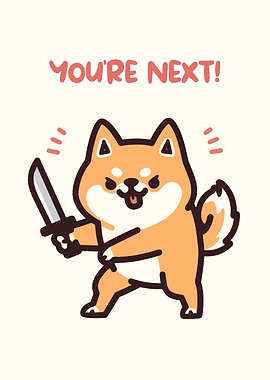Shiba Inu with Knife