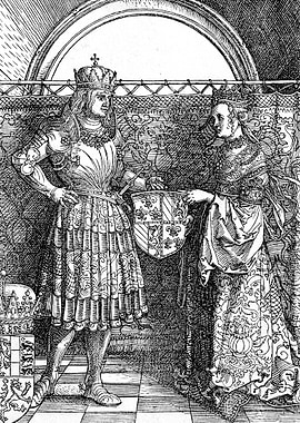 Betrothal of Maximilian with Mary of Burgundy Albrecht Durer Engraving