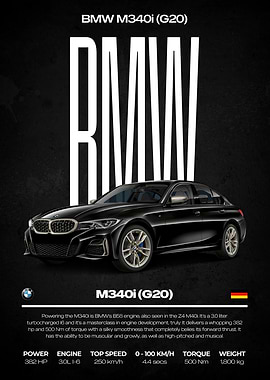 BMW M340i (G20) Car Poster