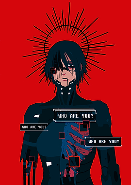 Dark Figure with Halo and Text