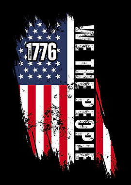 Distressed American Flag with '1776'