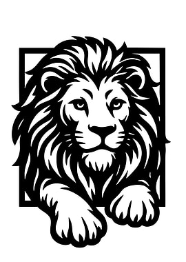Lion Black and White Graphic