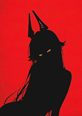 Silhouette of a Woman with Horns