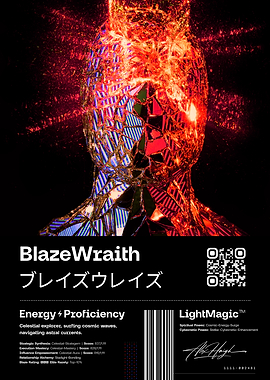 Title BlazeWraith: Neon Cyberpunk Superhero Wall Art for Kids from the LIGHTMAGIC® Series