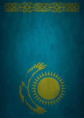 Flag of Kazakhstan Grunge Style