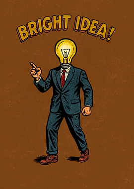 Bright Idea Lightbulb Head Illustration
