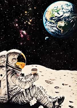 Astronaut Coffee Break on the Moon