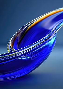 Abstract Blue and Gold Ribbon