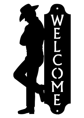 Cowboy Welcome Sign Silhouette