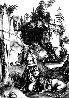 Saint Jerome in Penitence Albrecht Durer Engraving