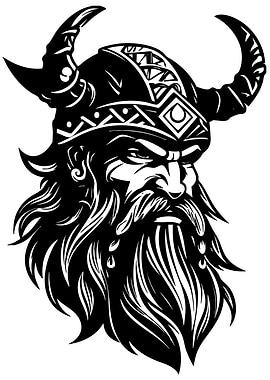 Viking Warrior Black and White Portrait