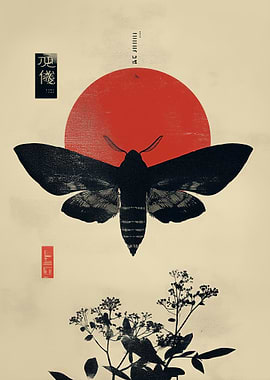 Hawkmoth and Red Sun