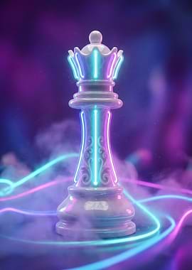 Neon Queen Chess Piece
