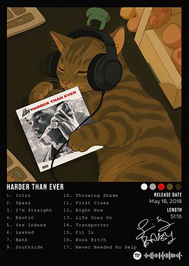 Cat listening to Lil Baby album