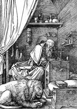 Saint Jerome in His Cell Albrecht Durer Engraving