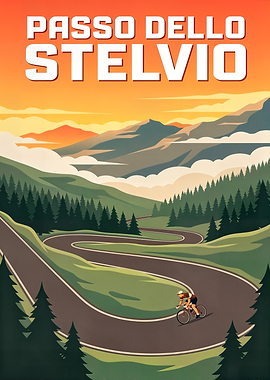 Passo dello Stelvio Cycling Poster