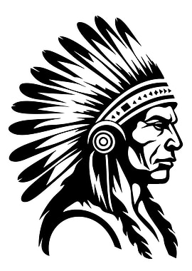 Native American Chief Black and White