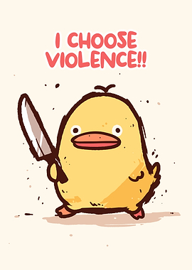 Cartoon Duck with Knife: Choose Violence