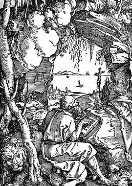 Saint Jerome in a Cave Albrecht Durer Engraving