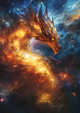 Majestic Fantasy Space Cosmic Dragon Japan Starry Night