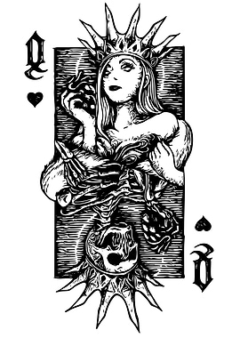 Queen of Hearts Card Illustration