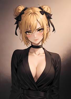 Anime Girl in Black Suit Portrait