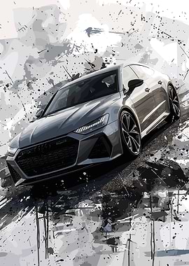 Gray Audi RS7 with splash