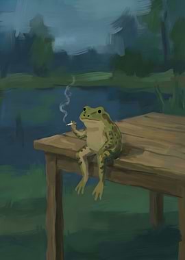 Smoking Frog on Dock