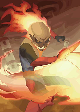 Fiery Skull Character Illustration