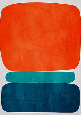 Abstract Orange, Teal, and Blue Shapes