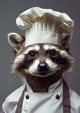 Raccoon Chef Portrait