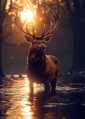 Majestic Deer in Golden Light