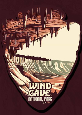 Vintage Wind Cave National Park, USA national park, retro us parks