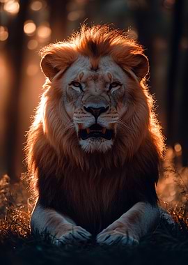 Majestic Lion Portrait in Golden Light