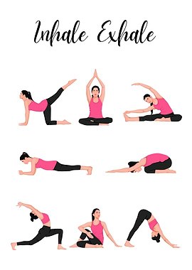 Yoga Poses Inhale Exhale Illustration