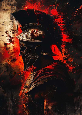 Spartan Warrior in Red and Black