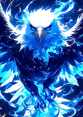 Electric Blue Eagle Illustration